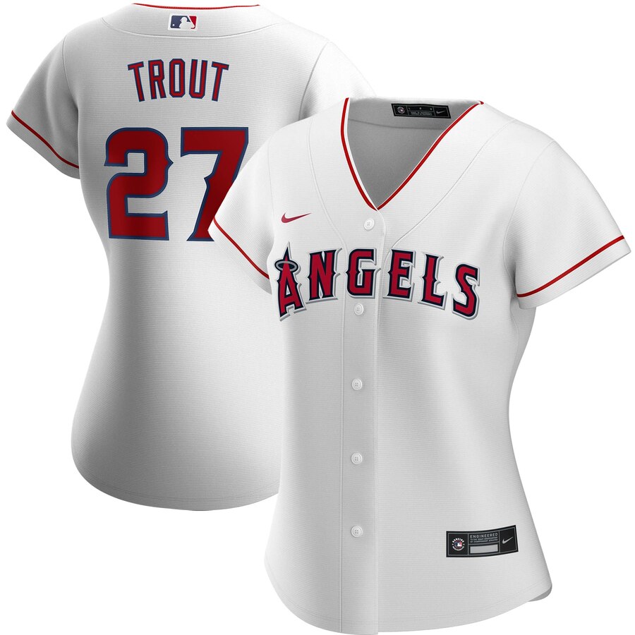 Los Angeles Angels #27 Mike Trout Nike Women Home 2020 MLB Player Jersey White